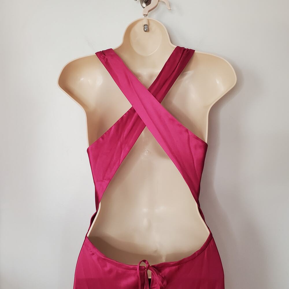 Reformation Anaiis Silk Maxi Dress Column Gown Hibiscus Tea Pink Size 8 - Picture 10 of 15